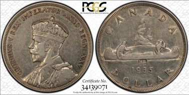 1935 S$1 C/M J.O.P. T3 (Patenaude) XF40