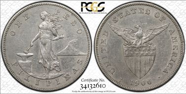 1906-S Peso KM-168  Ag N1