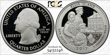 2017-S 25C Ellis Island NP-Silver PR67DCAM