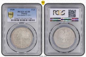 1930(w) 5 Zl Revolution Y-19.1  Ag AU55