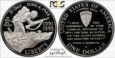 1991-95-W $1 World War II PR69DCAM