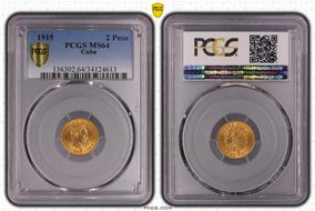 1915 2 Peso KM-17  Au MS64