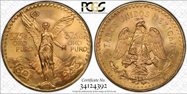 1943 (50 P) KM-482  Au MS66