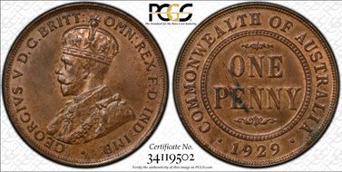 1929 (m) 1D English obverse MS63BN