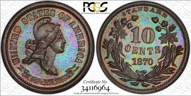 1870 10C J-839 PR66BN