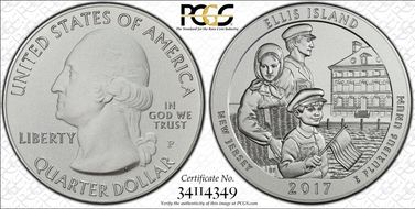 2017-P 25C Ellis Island NP 5 oz Silver - First Strike SP70