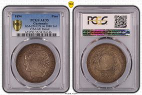 1894 (Peso) KM-224 C/S on 1880-YJ Sol AU55