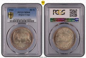 1944 50 Fr KM-27  Ag MS64