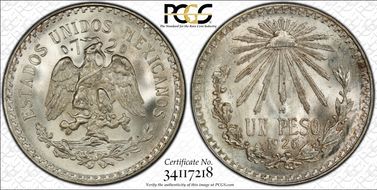 1926-M Peso KM-455  Ag MS66