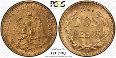 1944-Mo 2 Peso MS66