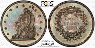 1869 AR Medal JK-AC-6, Seated, Stars SP66