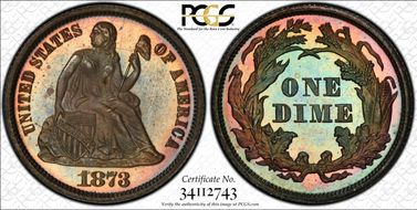 1873 10C No Arrows, Closed 3 PR67