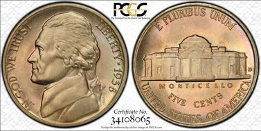 1938-D 5C Jefferson MS66