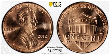 2012-D 1C Shield MS67RD