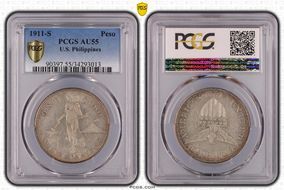 1911-S Peso AU55