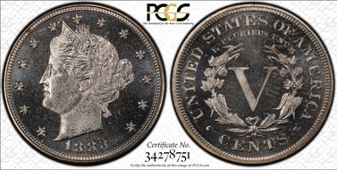 1883 5C With CENTS PR65CAM
