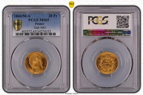 1860-A 20 Fr Gad-1061 Date 6/5 MS65