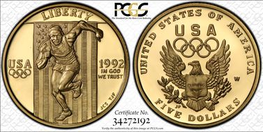 1992-W $5 Olympic PR69DCAM