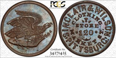 No Date Token F-765U-1a Copper PE Sinclair & Wilson MS65BN