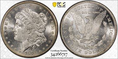 1878-CC $1 VAM 11, Lines in Wing MS63
