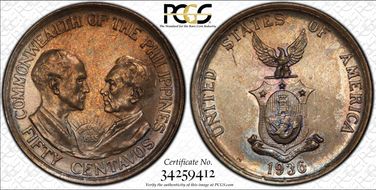 1936-M 50C Commonwealth KM-176 MS62