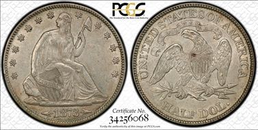 1873 50C Arrows AU58