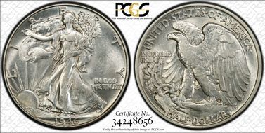 1946 50C Doubled Die Reverse AU58