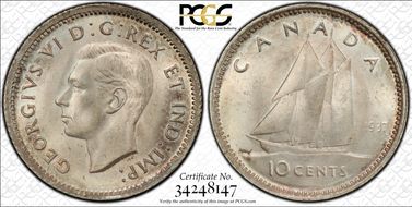 1937 10C MS65+