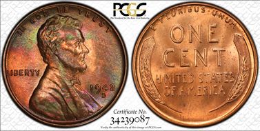 1942-D 1C MS65RB