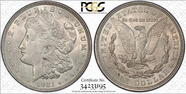 1921 $1 Morgan MS62