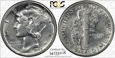 1942-S 10C AU53