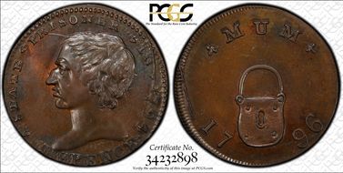 1796 Tk 1/4D DH-1080 Middlesex, Spence's MS65BN