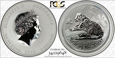 2010-P $2 Year of the Tiger 2oz Ag MS69