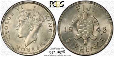 1943-S 6D MS64