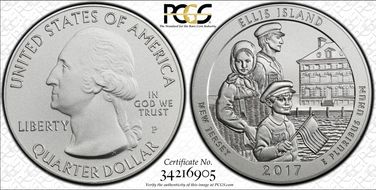 2017-P 25C Ellis Island NP 5 oz Silver - First Strike SP70
