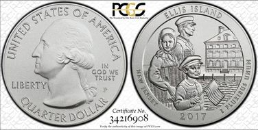 2017-P 25C Ellis Island NP 5 oz Silver - First Strike SP70