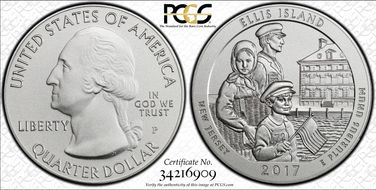 2017-P 25C Ellis Island NP 5 oz Silver - First Strike SP70