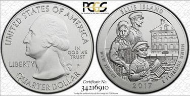 2017-P 25C Ellis Island NP 5 oz Silver - First Strike SP70