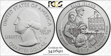 2017-P 25C Ellis Island NP 5 oz Silver - First Strike SP70