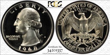 1968-S 25C PR68CAM