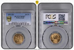 1913 B 10 Fr KM-36  Au MS67