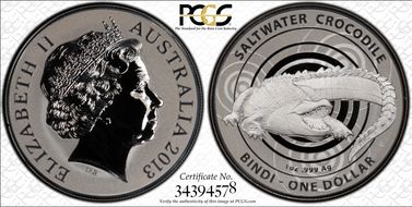 2013 $1 Saltwater Crocodile Bindi MS69