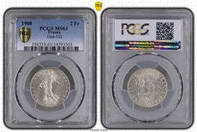 1908 2 Fr Gad-532 F-266 MS63