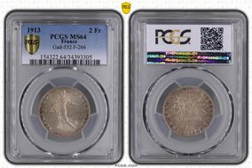 1913 2 Fr Gad-532 F-266 MS64