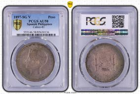 1897-SG V Peso Calico-122  Ag AU58