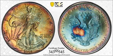 2002 $1 Silver Eagle MS68