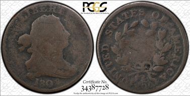 1802/0 1/2C C-2 Reverse of 1802 N1BN