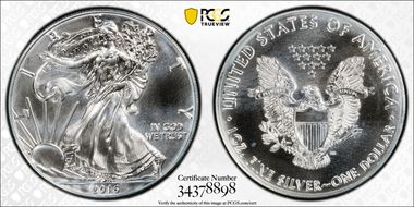 2016-(P) $1 Silver Eagle Struck at Philadelphia Thomas Cleveland Bell MS70