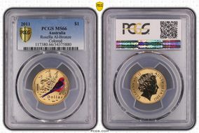 2011 $1 Rosella Al-Bronze Colorized MS66