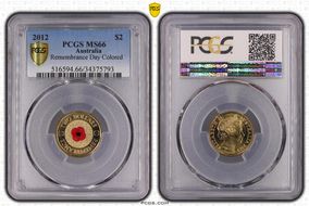 2012 $2 Remembrance Day Colorized MS66